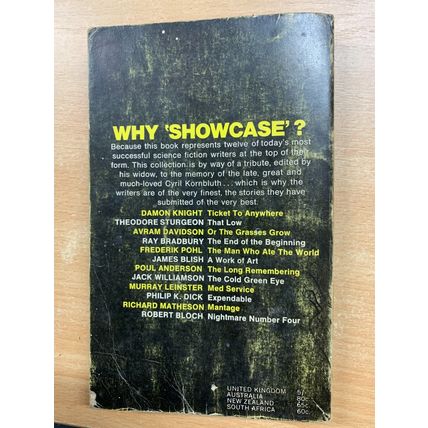 1968 "SCIENCE FICTION SHOWCASE" MARY KORNBLUTH VINTAGE PAPERBACK BOOK (P3)