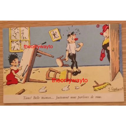 Tiens! Belle Maman... Justement Nous Parlion De Vous, French Comic Postcard