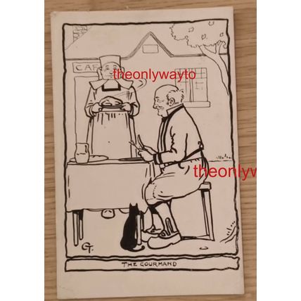 Gourmand, Pen & Ink Comic Postcard