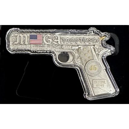 5 Oz Silver Collectible 2024 "The Don 45" Donald Trump 45 Pistol Shaped # 746