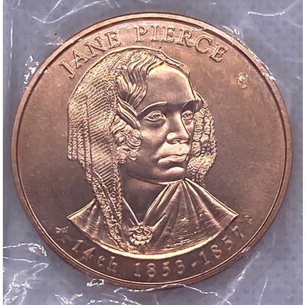 1 Oz Collectible 2010 First Spouse Bronze Medal 14th Jane Pierce 1 5/16"