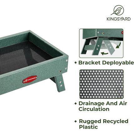 Kingsyard Ground Bird Feeder for Outdoors - Recycled Plastic Platform Feeder for