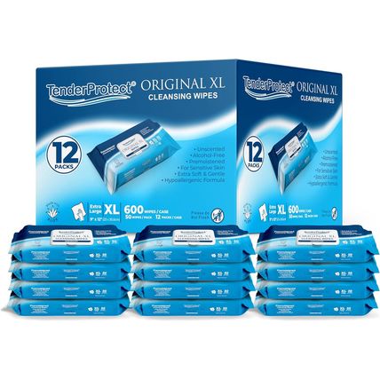 Tenderprotect® Original XL Premium Adult Wipes (600 Ct), Extra-Large 9"X12" Wet