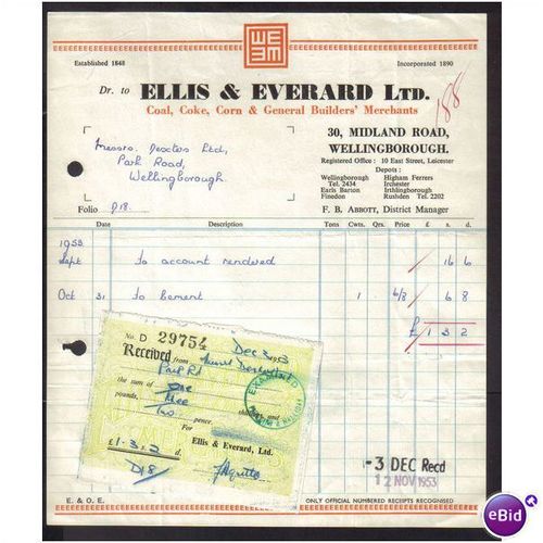 ELLIS & EVERARD LTD,MIDLAND RD,WELLINGBOROUGH,3D EC1953