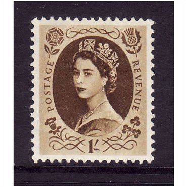 GREAT BRITAIN 1952 SG529 QEII TUDOR 1s BISTRE BROWN U/M MINT #4