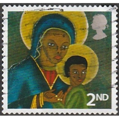 2005 Christmas Madonna & Child Painting 2nd Value. Black Madonna & Child. FUsed