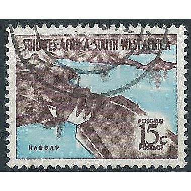 South West Africa 1963 SG182 15c Chocolate & Light Blue Fine Used . ..
