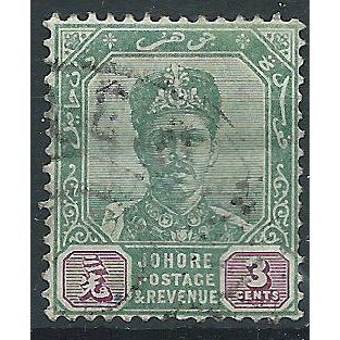 Johore 1896 SG41 3c Green & Purple Fine Used ..