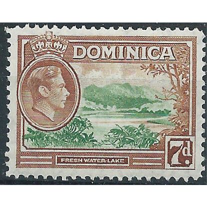 Dominica 1947 SG105a 7d Green & Yellow-Brown Mounted Mint . ..