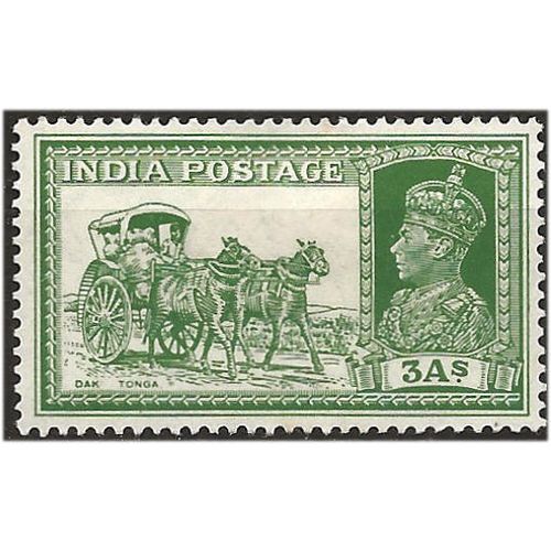 India 1937 SG253 3a Yellow-Green Mounted Mint ... ..