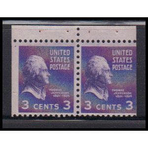 807 3c Thomas Jefferson Fine/Average MNH BPS Hor Pair KA7409