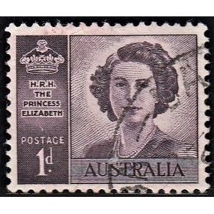 AUSTRALIA, 1947 1d QEII, SG 222 (Scott #210), used