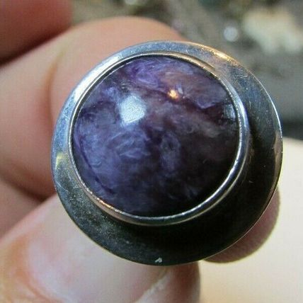 NATIVE AMERICAN PURPLE CHAROITE & STERLING SILVER EARRINGS By NAVAJO ARTIST