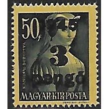 Mi 806 (**): 3 P. on 50 f. deep blue Surcharged Defin.: Hungarian Women, wmk. X