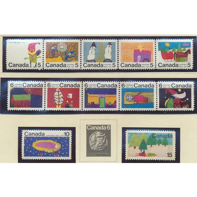Canada Stamps Scott #523a, 528a, & 529-30, Mint Never Hinged
