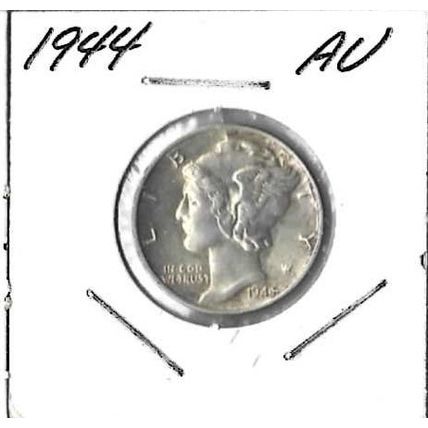 1944 US Silver Mercury Dime AU