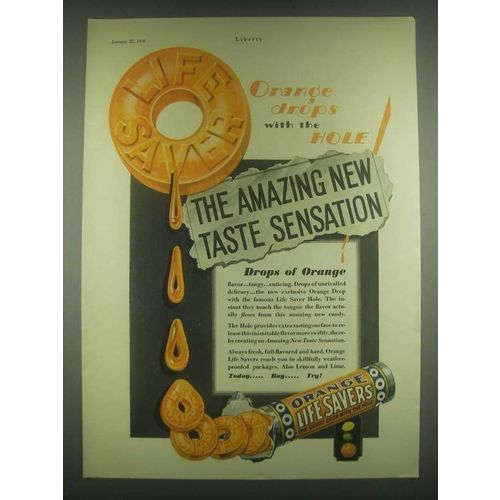1930 Orange Life Savers Candy Ad - Amazing New Taste
