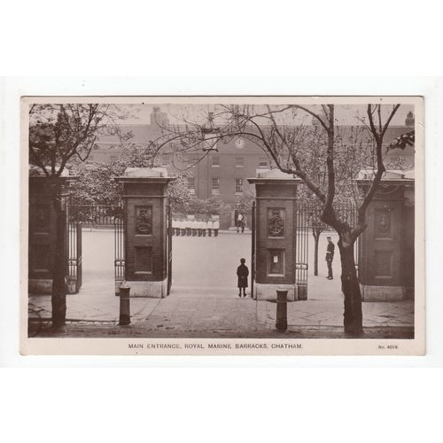 Main Entrance Royal Marine Barracks Chatham Postcard RP Kent