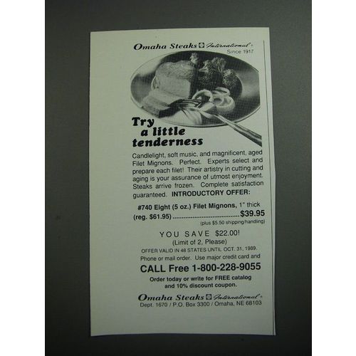 1989 Omaha Steaks Ad - Try a little tenderness