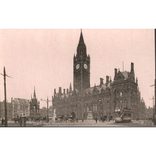 Unused Antique Postcard, Manchester Town Hall, Lancashire