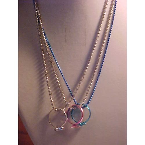 Ring Necklace Triple Ring Necklace Flower Ring Star Ring Ball Chain SET of 3