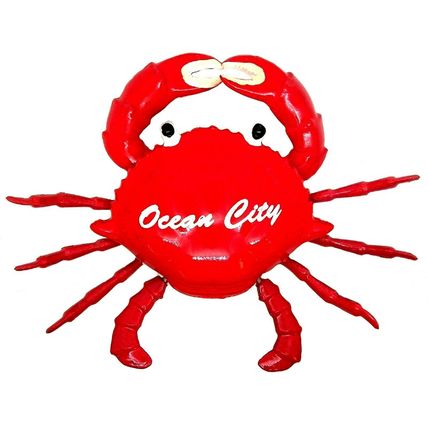 Ocean City Maryland Crab with Googly Eyes Ceramic Fridge Magnet