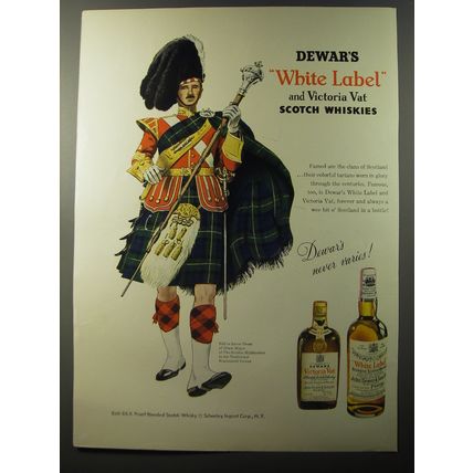 1953 Dewar's White Label Scotch Ad - Dress of Drum Major of Gordon Highlanders