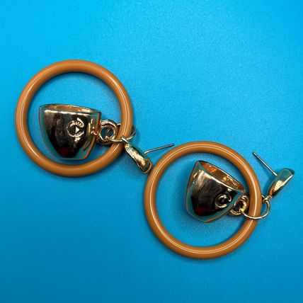 Earrings Large 14K Gold Plated Exaggerated Coffee Cup #646
