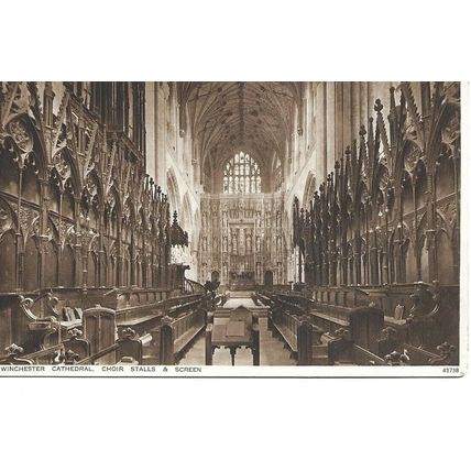 Winchester Cathedral - Choir Stalls & Screen - Hampshire Postcard (MXD)
