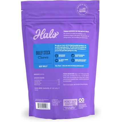 Halo Purely For Pets Halo Bully Stick Chews-Dog Treats-2.5-OZ Pouch-NEW-FAST