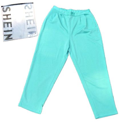 Womens Shein Small Mint Green Textured Capri Pants Light Loose Fitting NEW!