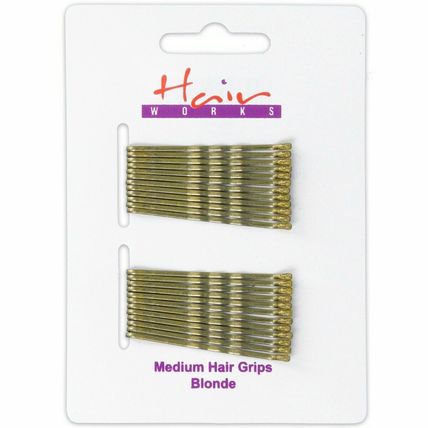 24x BLONDE BOBBY PINS Medium 5cm Long Granny Kirby Wavy Hair Slides Grips Clips