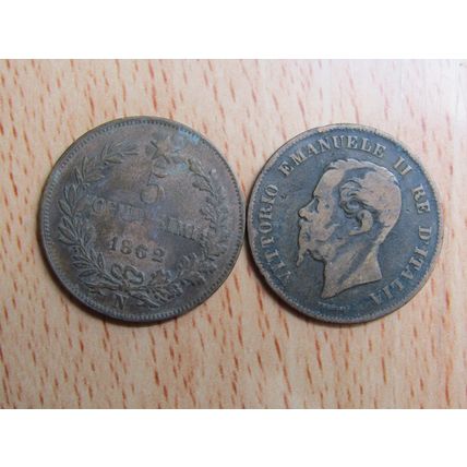 Italy 1862N 5 Centesimi Vittorio Emanuele II Coin