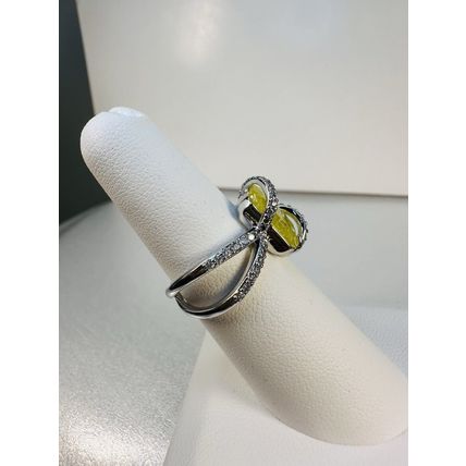 Ring Bomb Party Sz6 RBP Yellow Ice Crystal Gem Split Rhodium Pl Costume Jewelry
