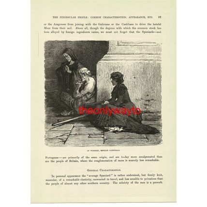 At Worship, Seville Cathedral, Spain, Book Illustration (Print), c1880