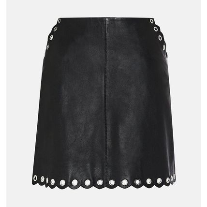 KAREN MILLEN Eyelet Detail Leather Mini Skirt BNWT