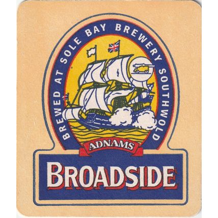 BEER MAT - ADNAMS BREWERY - BROADSIDE - (Cat No 019) - (1988)