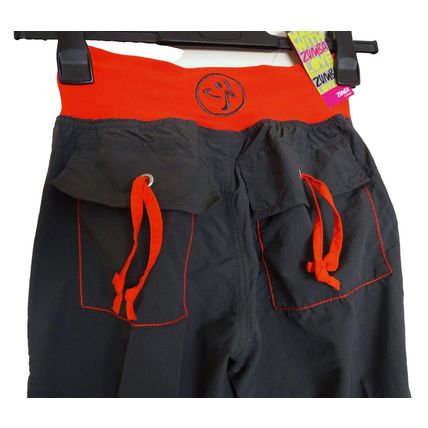 Zumba Logo Cargo Pants Dark Shadow Grey Orange S UK 10