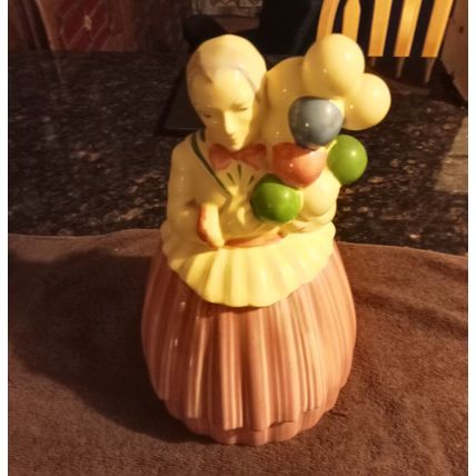 Old Vintage Original Cookie Jar Pottery Guild Balloon Lady 11 3/4" Tall 1940's