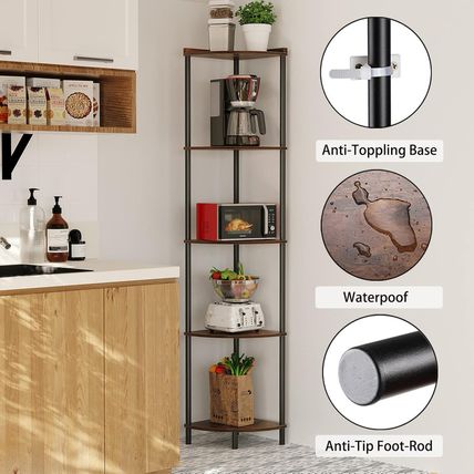 SUNMORY 5 Tier Corner Shelf Stand,Industrial 65" Corner Shelves Display Shelf fo