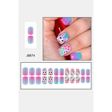 Bonbon Polka Dot Bunny Easter Fashion Square Nail Stickers