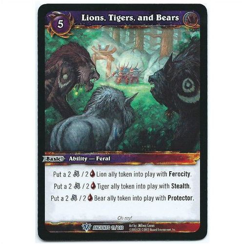 WoW Warcraft TCG War of the Ancients #11 Lions, Tigers, and Bears