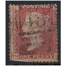 1858 SG43 1d Red Plate 131 Good+ Used FILLER Check Letters "MJ" .