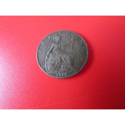 1918 GEORGE V FARTHING - COIN - 2 FREE POST. AW