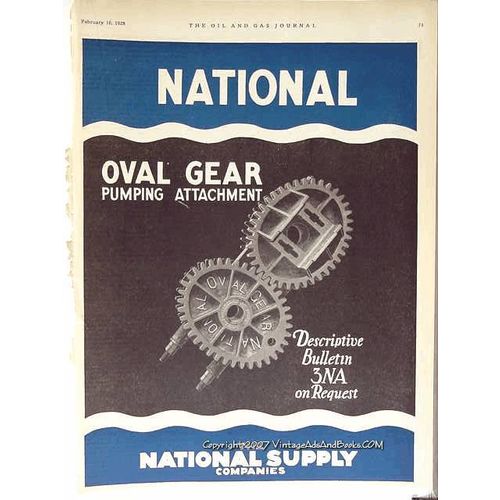 national supply companies 1928 oval gear pumping attachment vintage ad