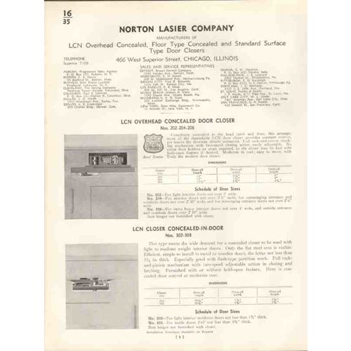 norton lasier company 1938 lcn concealed door closers vintage catalog