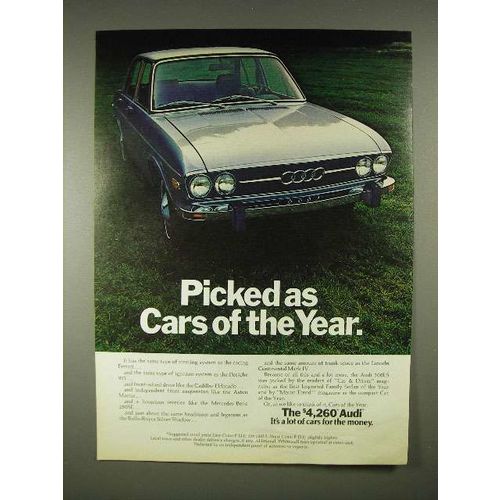 1973 Audi Car Ad - Picked as Cars of the Year