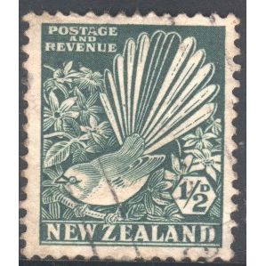 New Zealand stamps 1935 - SG 556 - 1/2d Collared Grey Fantail & Clematis - used