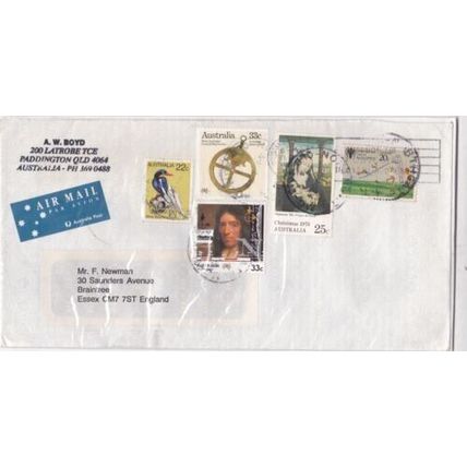 Paddington QLD Australia to Braintree UK cover Northgate QLD cancel typed VGC
