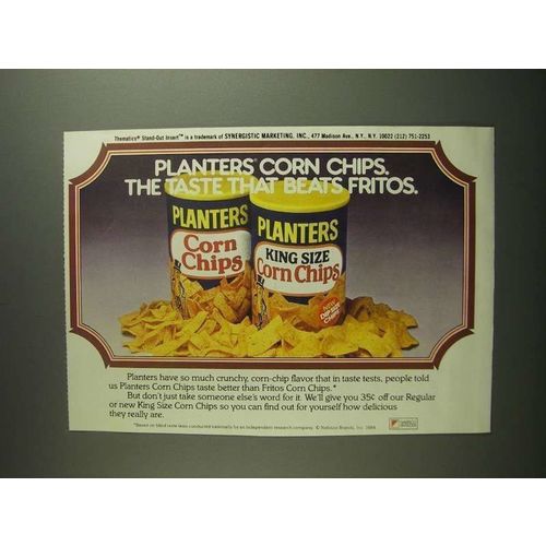 1984 Planters Corn Chips Ad - Beats Fritos